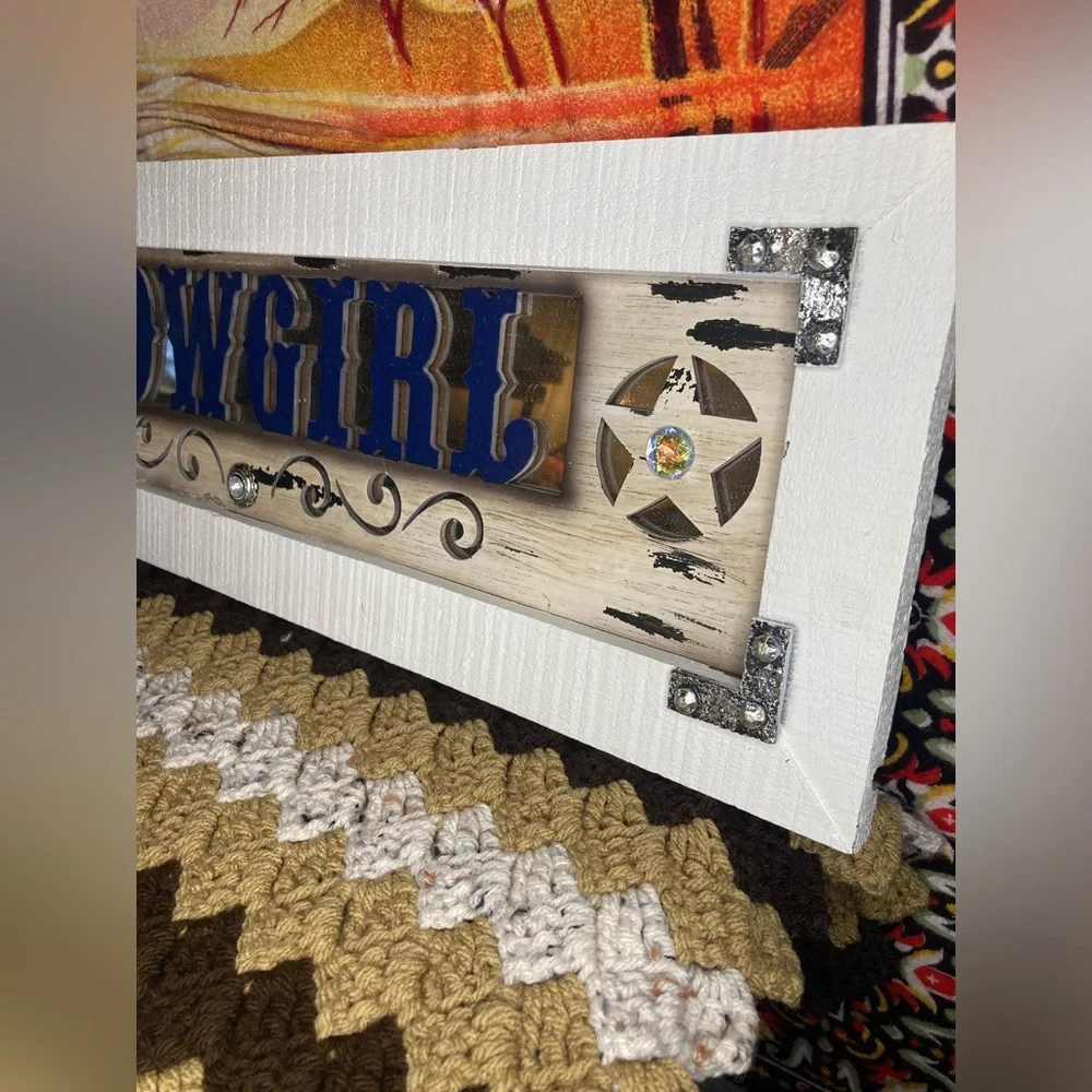 wooden mirror w/ cowgirl + rhinestones hobby lobby